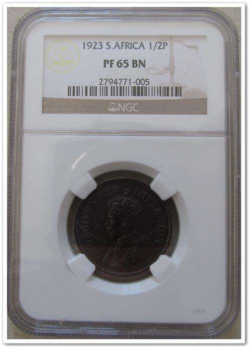 THIRD FINEST ** 1923 1/2 PENNY ** PF 65
