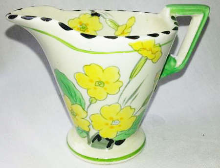 VINTAGE ART DECO PERIOD, SMALL HAND PAINTED,  PRIMROSE DESIGN, BURLEIGH WARE JUG.