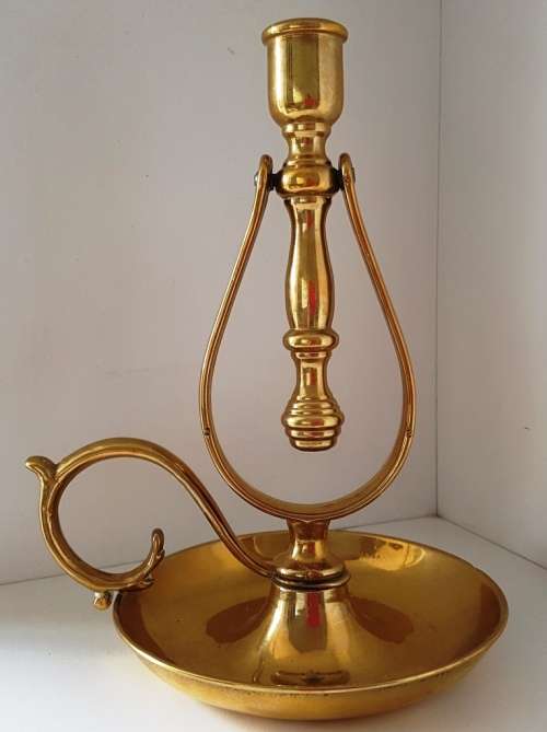 Brass Ship's Candle Holder ~ Gimbal Nautical Candlestick ~ Swivels Vintage Brass Ship Gimball Candle