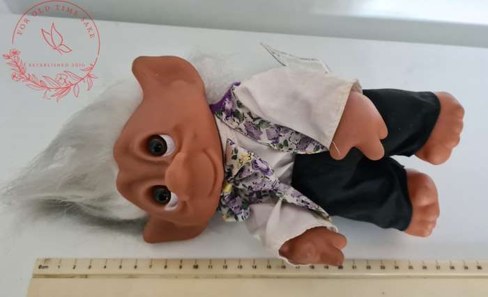 Vintage Thomas Dam  Denmark - White hair Troll +-27cm tall
