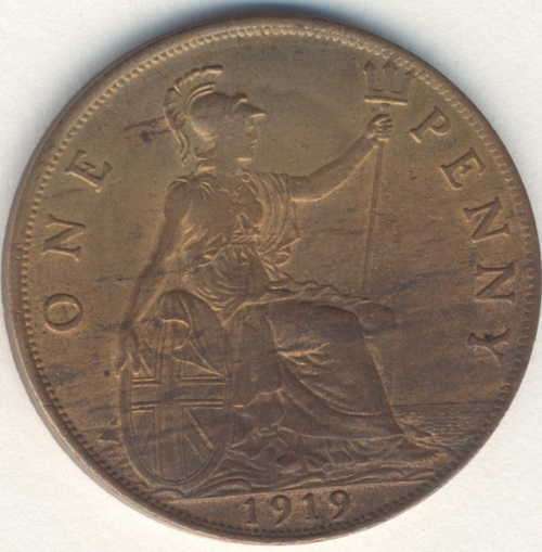 1919 Great Britain 1 Penny - XF+