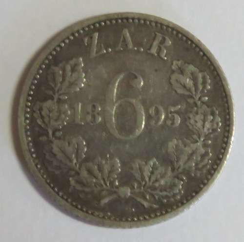 ZAR Kruger 1895 Sixpence - VF