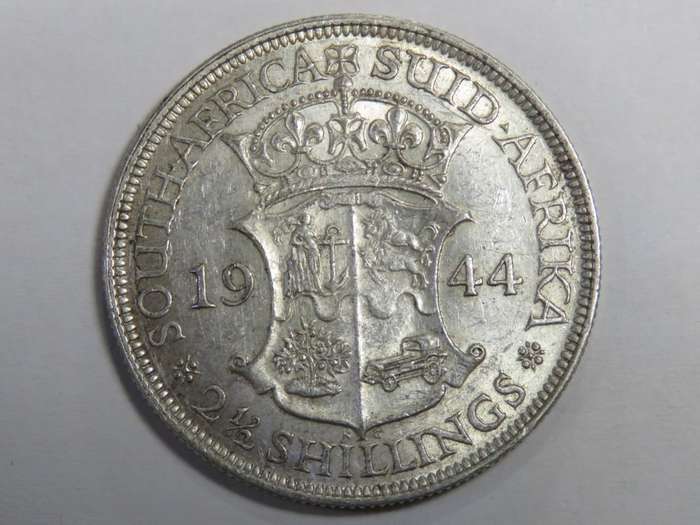 SA Union 1944 half crown in AU condition
