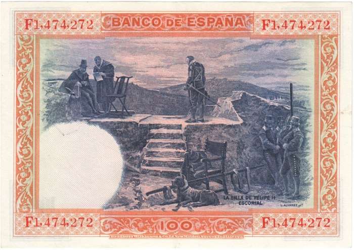 Spain 100 Peseta El Banco de Espana 1925 Felipe 2 note - WITHOUT SERIES - UNCIRCULATED