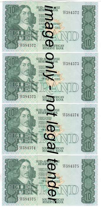 Lot of 7 UNCIRCULATED R10 notes - consecutive numbers C2/77