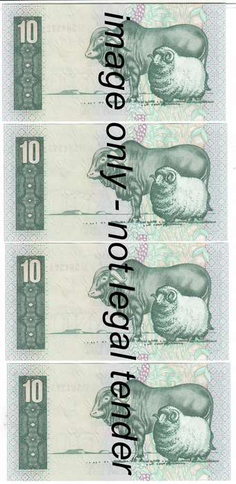 Lot of 7 UNCIRCULATED R10 notes - consecutive numbers C2/77