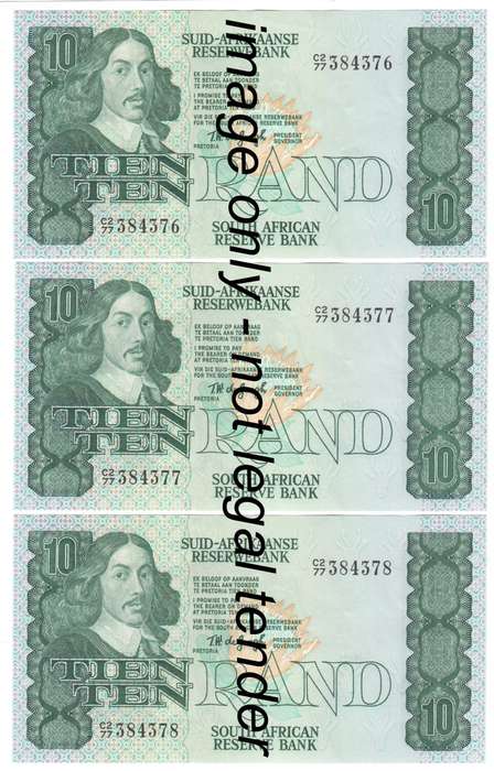 Lot of 7 UNCIRCULATED R10 notes - consecutive numbers C2/77