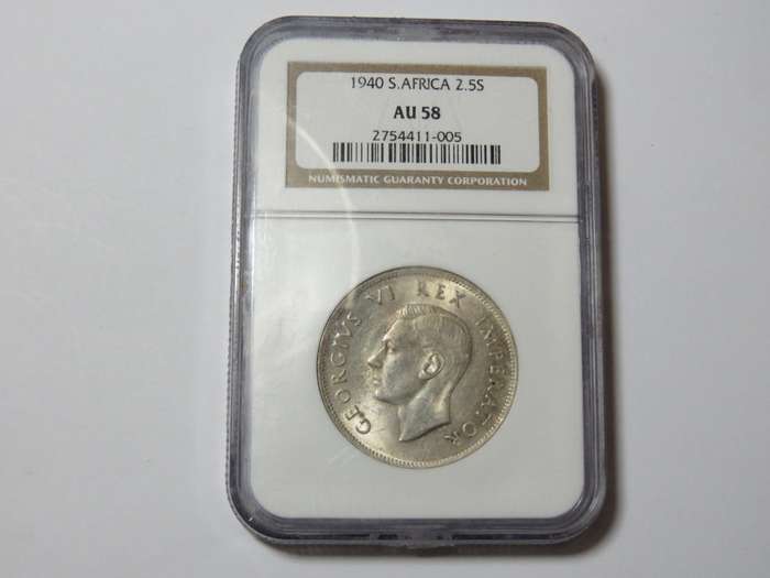 1940 SA Union half crown graded by NGC AU 58