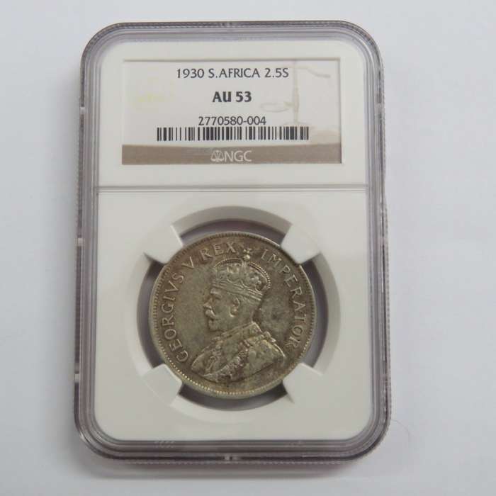 1930 South Africa Union half crown graded AU53 by NGC