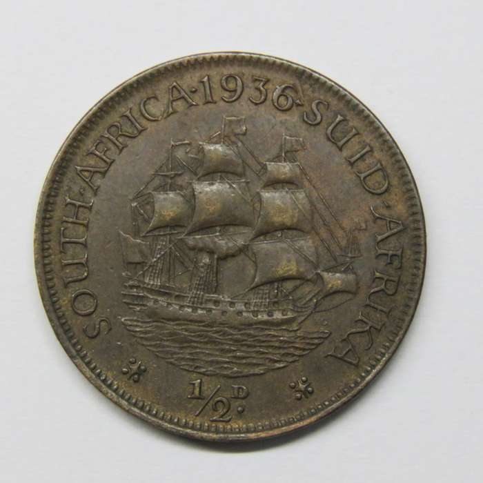 1936 South Africa half penny AU