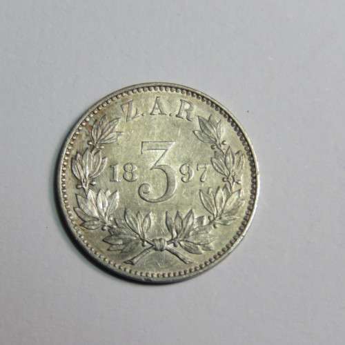1897 ZAR Kruger 3d tickey UNC