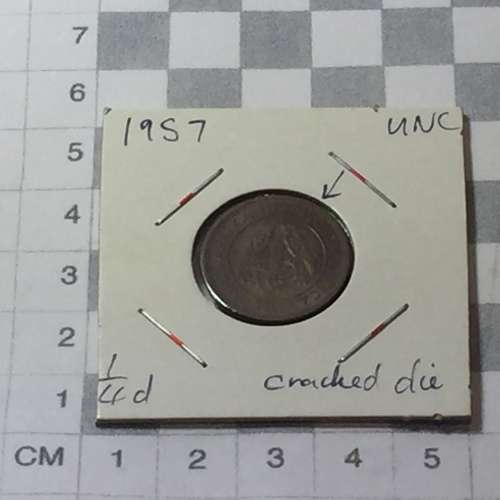 South Africa 1957 farthing UNC - cracked die reverse