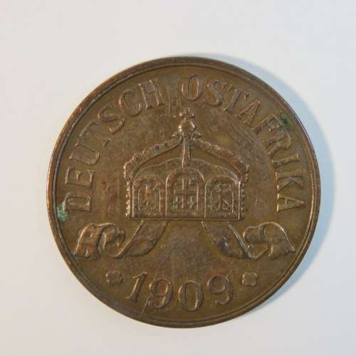 1909 J German East Africa 5 Heller - XF/AU - Excellent condition