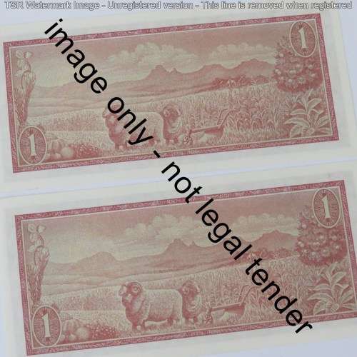 TW de Jongh R1 replacement banknotes uncirculated with very nice numbers Z35 212221 and 212222