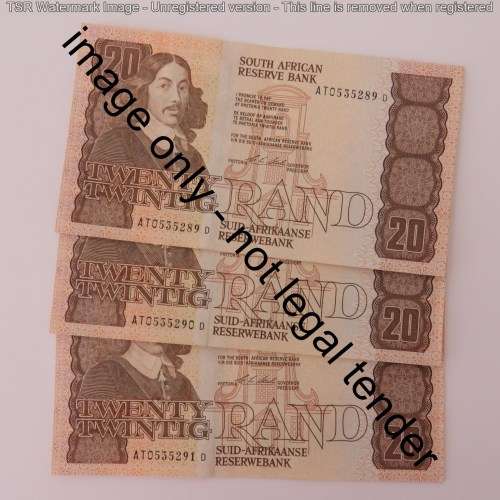 CL Stals lot of 3 R20 banknotes with consecutive numbers