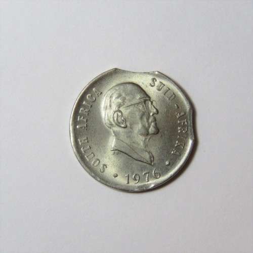 South Africa Error coin 1976 Ten cent with double clipped planchet