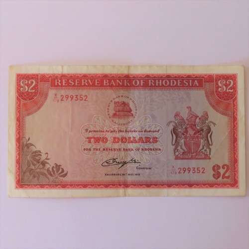 Reserve Bank of Rhodesia Two Dollars 24 May 1979 - EF