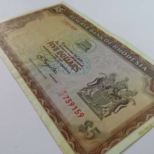 Reserve Bank of Rhodesia Five Dollars 1 March 1976 VF