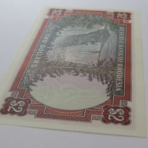 Reserve Bank of Rhodesia two dollars - 24 May 1979 uncirculated with very light paper clip dent