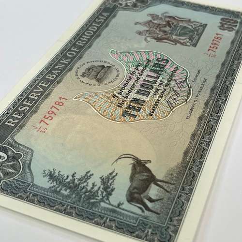 Reserve Bank of Rhodesia Ten Dollars 19 November 1975 uncirculated and top quality