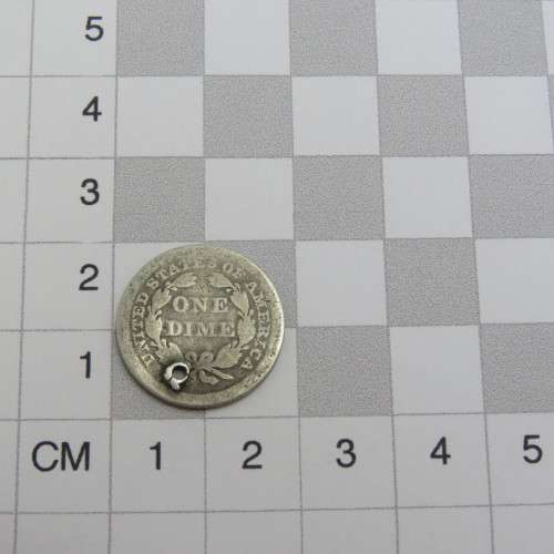 1843 USA Seated Liberty dime well used and holed - Scarce
