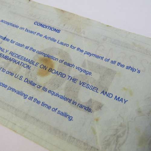 Shipping token for 50 cents useable on board the Achille Lauro which was hijacked 1985