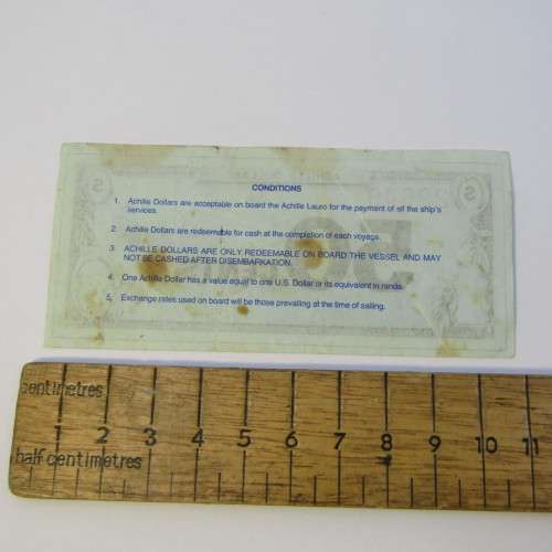 Shipping token for 50 cents useable on board the Achille Lauro which was hijacked 1985