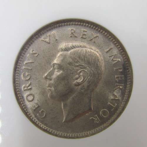 1943 SA Union 1s Shilling graded MS 62 by NGC