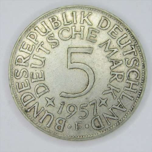 1957 F German 5 Mark - XF