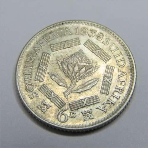 1938 SA Union 6d Sixpence - XF