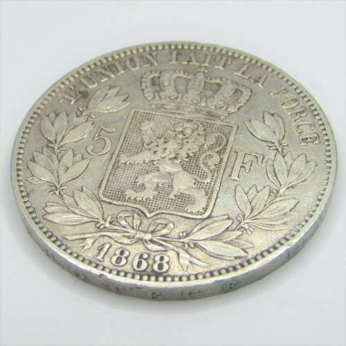 1868 Belgium 5 Francs - KM#24 Position A
