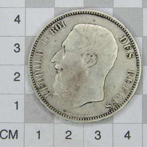 1868 Belgium 5 Francs - KM#24 Position A