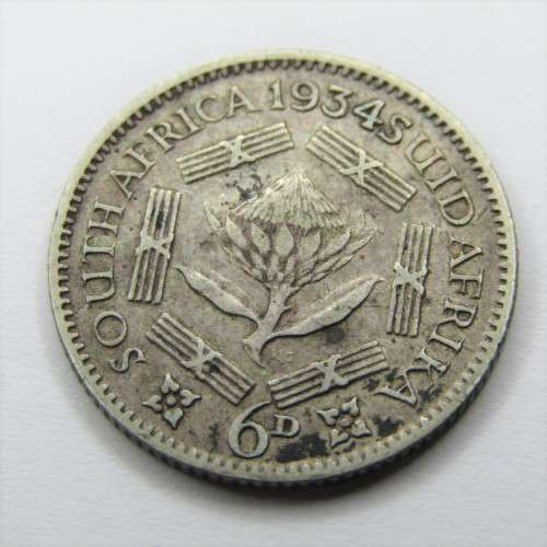 1934 SA Union Sixpence 6d - VF