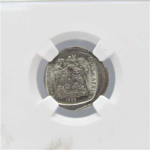 1995 South Africa Rand Struck 5% off center mint error MS 64 graded by NGC