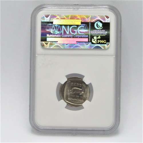 1995 South Africa Rand Struck 5% off center mint error MS 64 graded by NGC