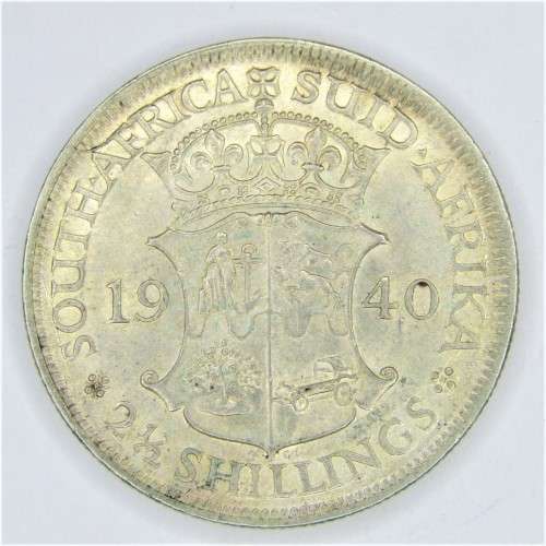 1940 SA Union half crown -  with badly cracked die reverse - AU