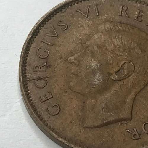 1943 SA Union Farthing - AU - 4 and 3 touching and cracked die obverse