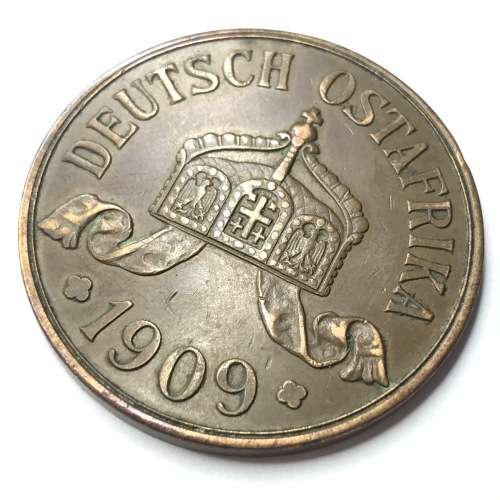 1909 J German East Africa 5 Heller - Large - XF+