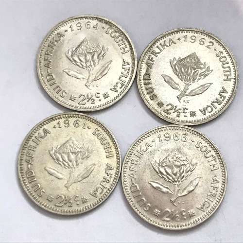 Full set of 1961 to 1964 RSA 2 1/2 Cents