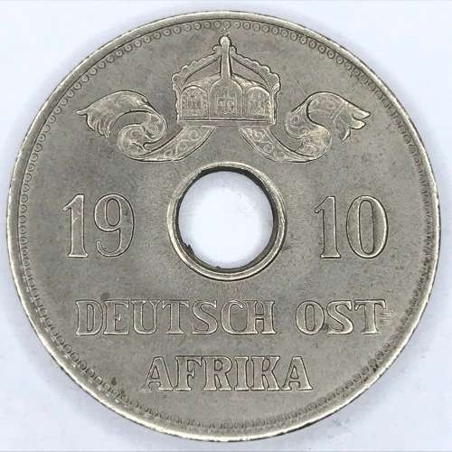 1910 J German East Africa 10 Heller - UNC - Lovely coin