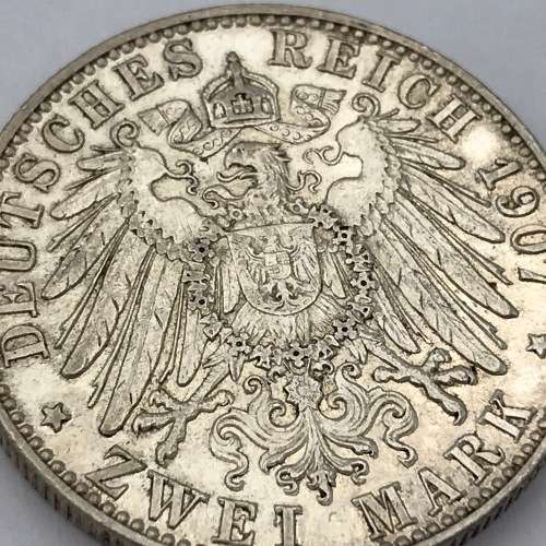 1907 G Deutsches Reich Baden silver 2 Mark