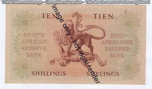 1959 MH de Kock 3rd issue 10 shilling note - AU - Unused but slight fold