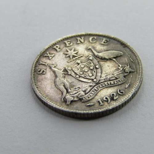 1926 Australia Sixpence error coin - cracked die