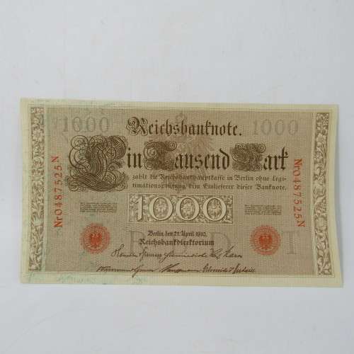 Lot of 5 German bank notes with consecutive numbers - Issued 1910 - rarely found