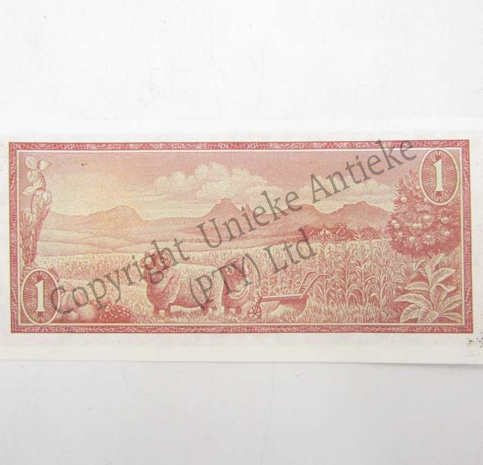 Lot of 6 x TW de Jongh uncirculated R1 banknotes with consecutive numbers