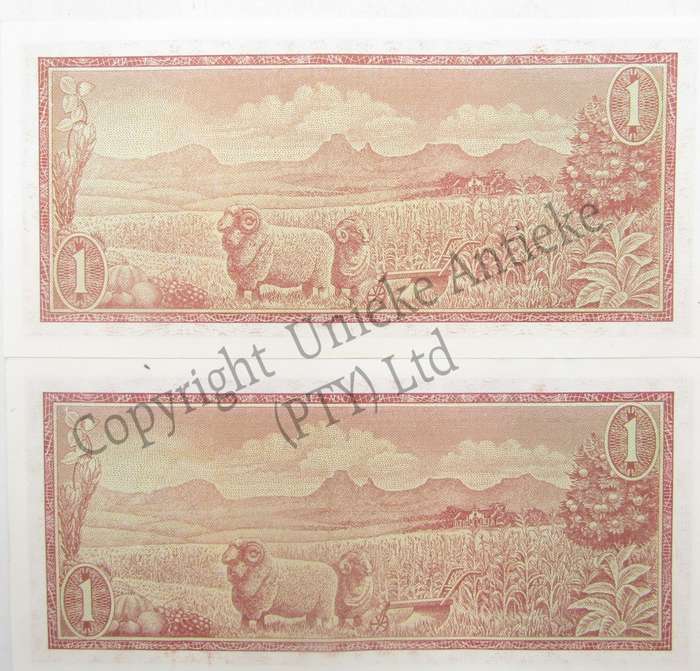 Lot of 7 x 1975 TW de Jong R1 banknotes with consecutive numbers