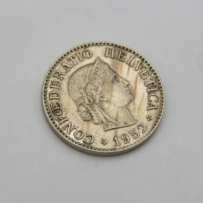 Switzerland 1952 Ten rapper (error on 2 of 1952)