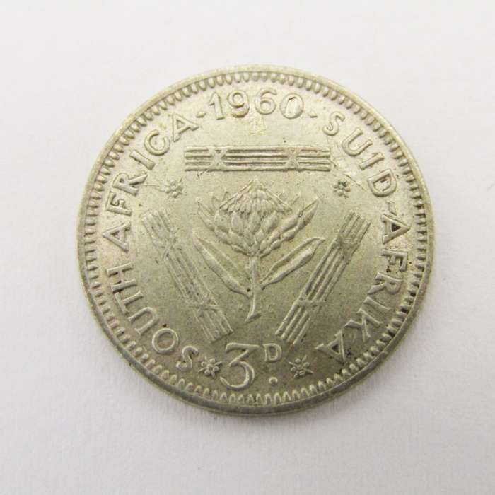 1960 SA Union 3d tickey - XF - mintage 18004