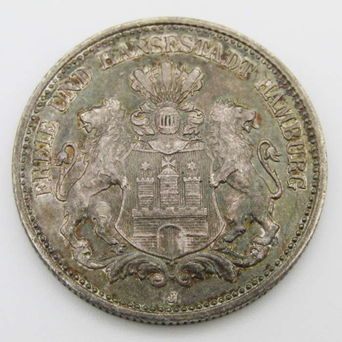Hamburg 1899 Zwei mark AU+ or better