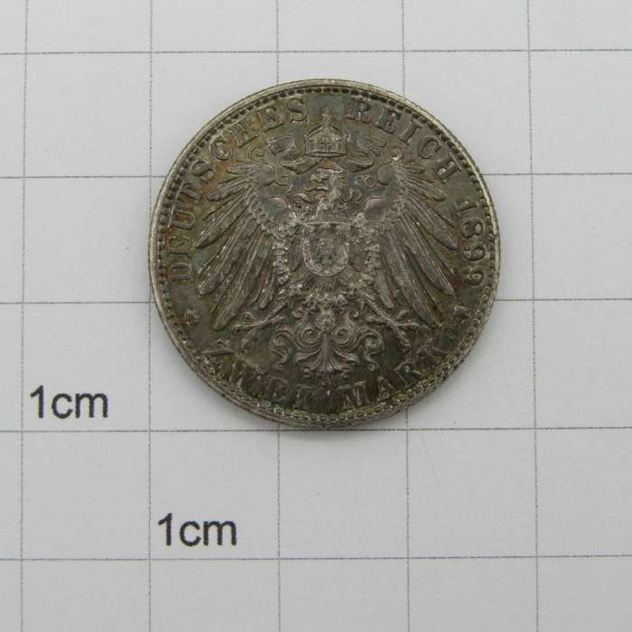 Hamburg 1899 Zwei mark AU+ or better